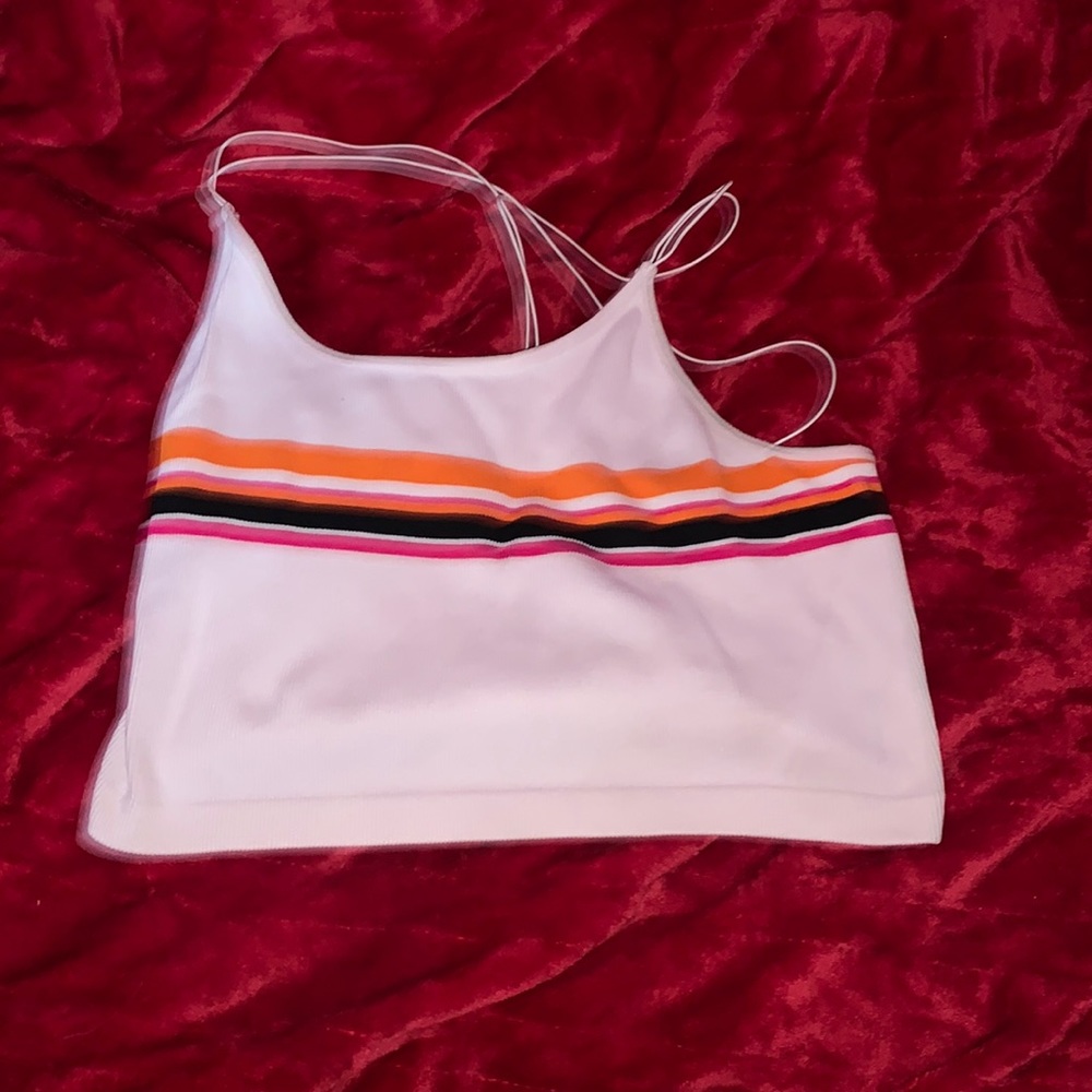 white stripe spaghetti strap